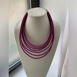 10” Statement Bib Necklace in Deep Magenta Pink